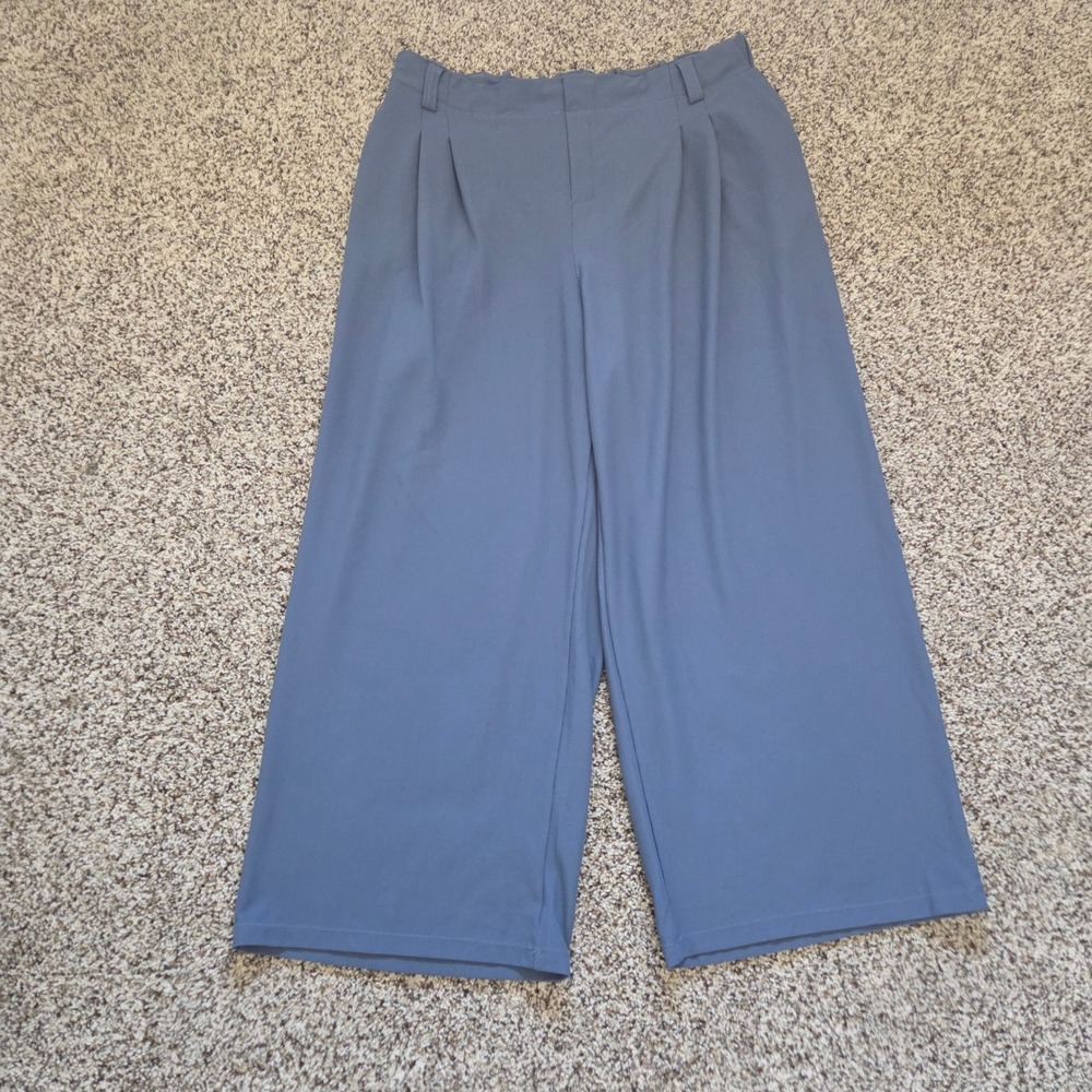 Halara Flex DayStretch Wide Leg Pants Women 1X Blue Pleated Elastic Back